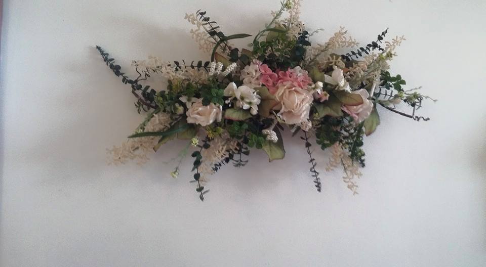 pink and white wall hanging